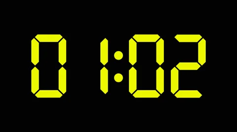 Digital clock of 60 seconds with complete sixtieths - yellow numbers - 60fps Stock Footage 51912566