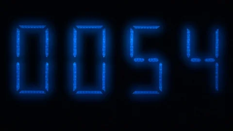 Digital Clock Of 60 Seconds Glow Reverse Timelapse Stock Footage 84736119