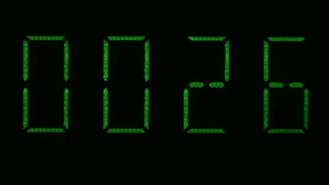 Digital Clock Of 60 Seconds Green Vision Reverse Timelapse Stock Footage 84736186