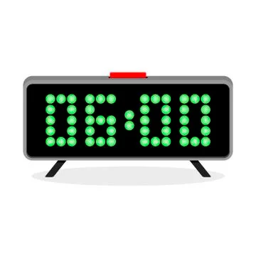 Digital clock alarm 6 a.m Stock Illustration