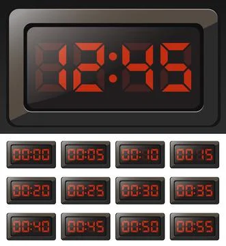 Digital clock and timers Illustrazione stock