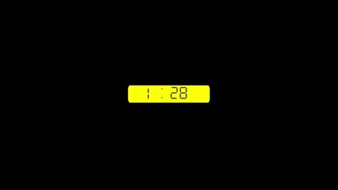 Digital clock animation on black background. Digital clock time display ind.. Stock Footage 338347755