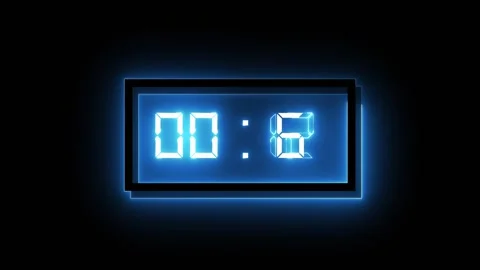 Digital clock animation with blue neon. Digital clock displaying two second.. Stock Footage 337622297