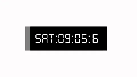 Digital clock animation with white digits. Digital clock displaying saturda.. Stock Footage 337622097