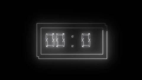 Digital clock animation with white neon. Digital clock displaying zero seco.. Vídeo Stock 337622317