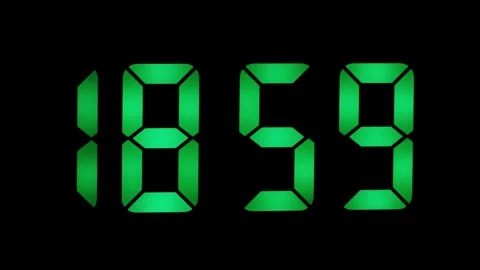 Digital clock countdown ending at 19:00 Stock Footage 336965675