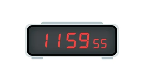 Digital clock countdown flat animation from 11:59 to 12:00. Stock Footage 329185285