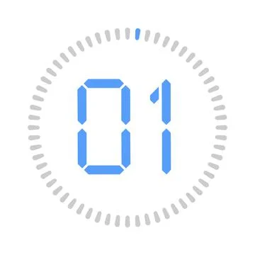 Digital clock countdown time vector timer stopwatch round second timer. Stockillustratie