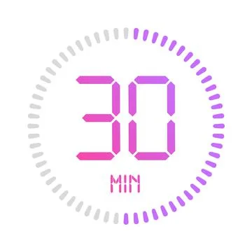 Digital clock countdown time vector timer stopwatch round minute timer. 스톡 일러스트