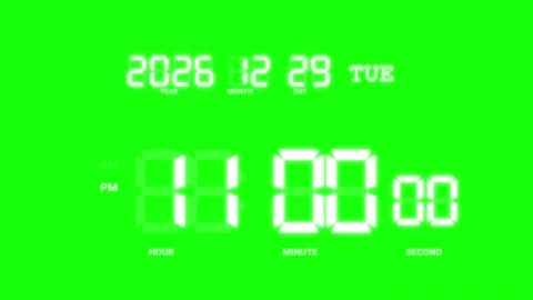 Digital Clock Countdown Timer with Calendar Date Display on Green Screen Stock Footage 347799354