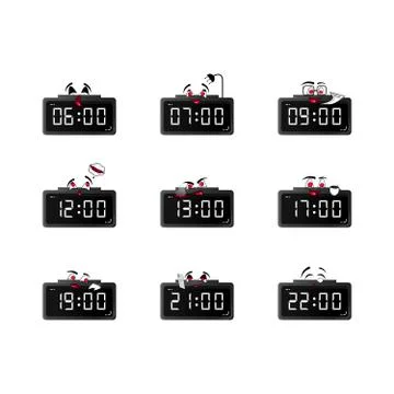 Digital Clock Daily Activity Stock Illustration