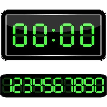 Digital Clock . Digital Uhr Nummer. Vektor illustration Stock-Illustration