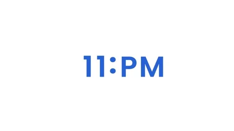Digital clock display 11 PM timer animation isolated on white background Stock Footage 330926402