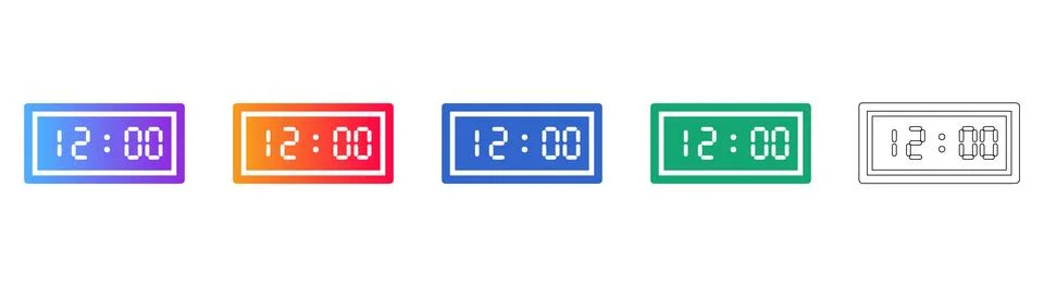 Digital Clock Display Icon Collection イラスト素材
