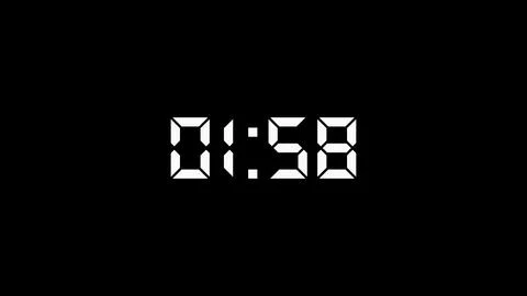 Digital clock display showing time zero one fifty eight in white seven segm.. 스톡 일러스트