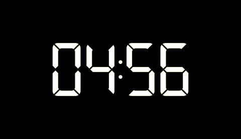 Digital clock display showing white numbers on black background with glowing Stock Illustration