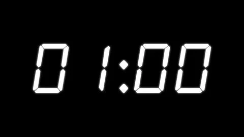 Digital clock displaying 0100 on black background numbers Stock Illustration