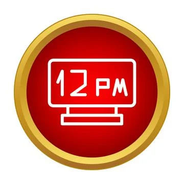 Digital clock displaying 12 pm midday time icon Stock Illustration