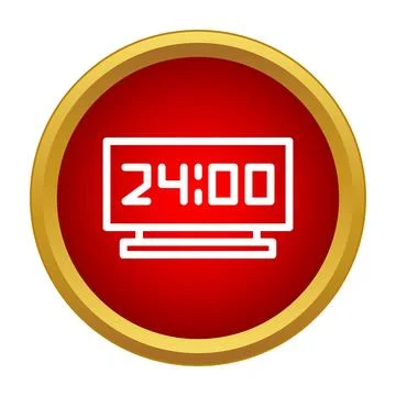 Digital clock displaying 24 hours in red circle Stock Illustration