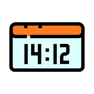 Digital clock displaying time 14,12 schedule concept Stock Illustration