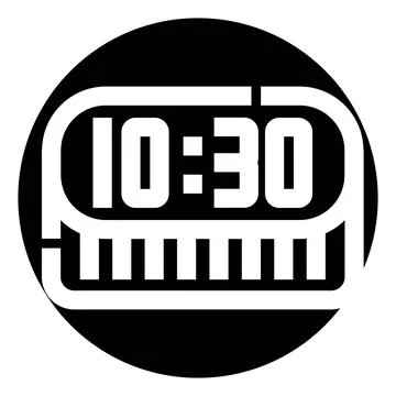 Digital clock displaying time alarm with monochrome design イラスト素材
