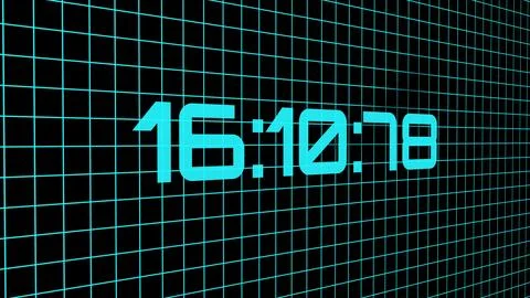 Digital clock displaying time on futuristic grid interface イラスト素材