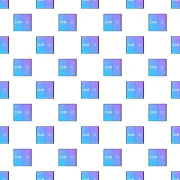Digital clock displaying time on modern seamless pattern Stock Illustration