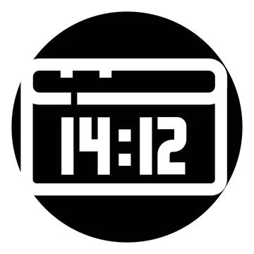 Digital clock displaying time in monochromatic icon Stock Illustration