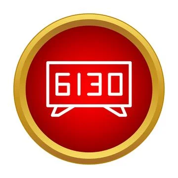 Digital clock displaying time in red circle icon Illustrazione stock