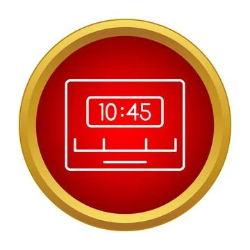 Digital clock displaying time in red icon button Stockillustratie