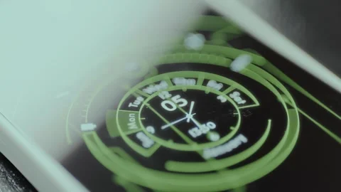 Digital clock face with a high tech design Stock Footage 326044861