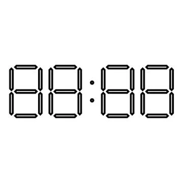 Digital clock face icon black color illustration flat style simple image Stock Illustration