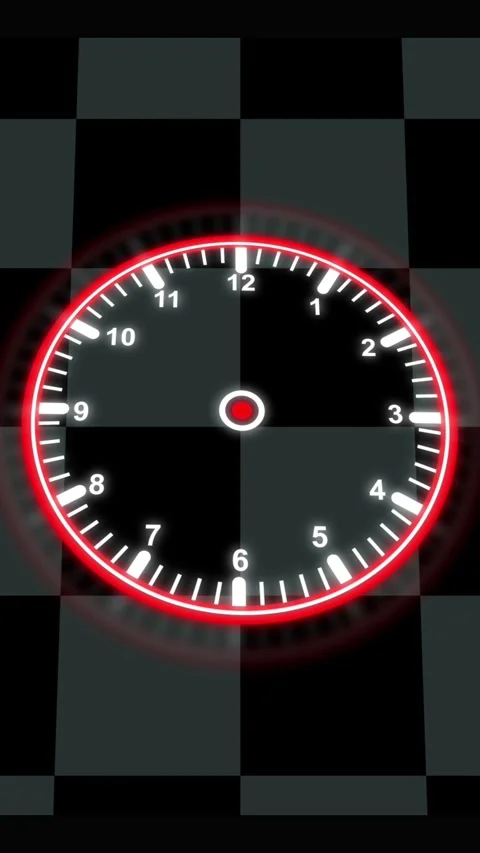 Digital Clock Face with Red Neon Glow on Checkerboard animated Background t.. Stock Footage 344859671