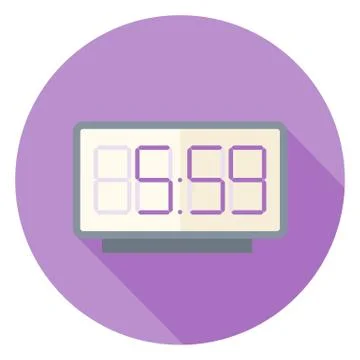 Digital clock flat design icon Stock Illustration