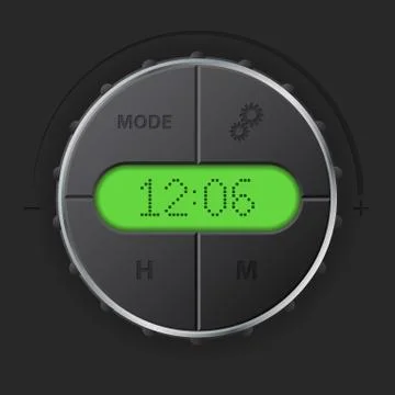 Digital clock with green lcd Stock Illustration