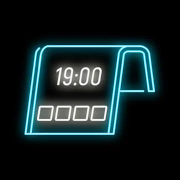 Digital clock icon displaying time with neon glow Stock Illustration