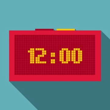 Digital clock icon, flat style Illustrazione stock