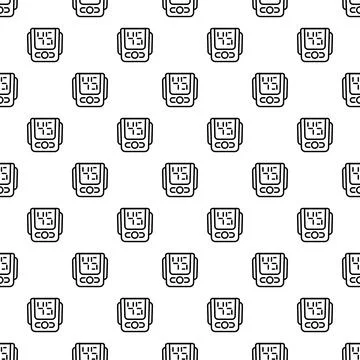 Digital clock icon in repeating pattern Stock Illustration