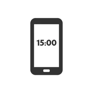 Digital clock icon on smartphone display Stock Illustration
