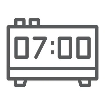 Digital clock line icon, electronic and digital 스톡 일러스트