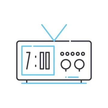 Digital clock line icon, outline symbol, vector illustration, concept sign Stock Illustration