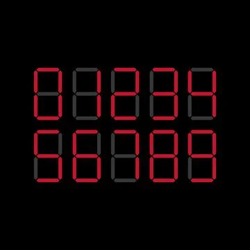 Digital clock number set. Electronic figures. Vector illustration eps 10 Stock Illustration