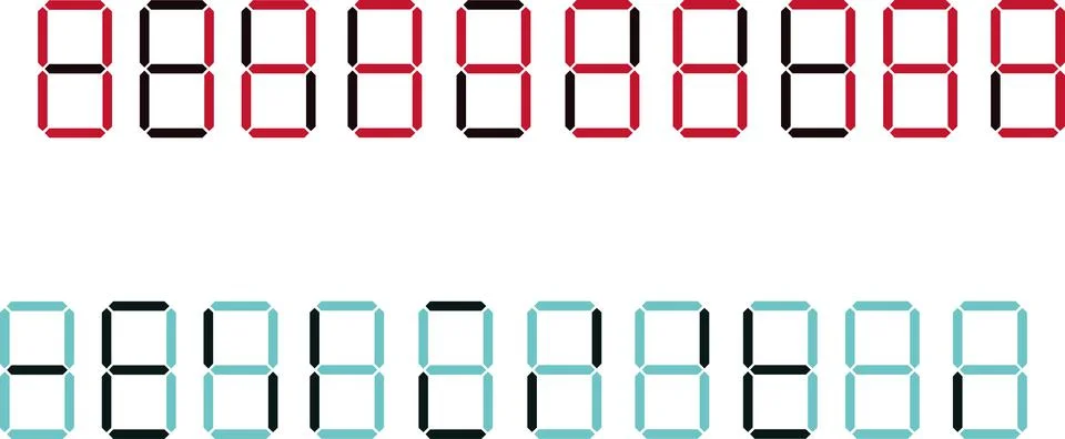 Digital clock number set. Electronic figures. Vector illustration eps 10 Stock Illustration