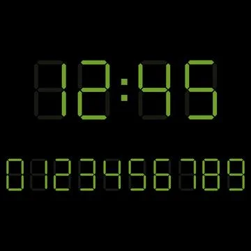 Digital clock number set. Electronic figures. Vector illustration eps 10 Stock Illustration