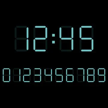 Digital clock number set. Electronic figures. Vector illustration eps 10 Illustrazione stock