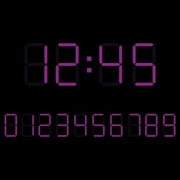 Digital clock number set. Electronic figures. Vector illustration eps 10 Illustrazione stock