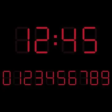 Digital clock number set. Electronic figures. Vector illustration eps 10 Stock Illustration