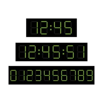 Digital clock number set. Electronic figures. Vector illustration eps 10 Stock Illustration