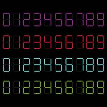 Digital clock number set. Electronic figures. Vector illustration eps 10 Stock Illustration