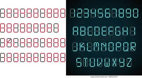 Digital clock number set. Electronic figures. Vector illustration eps 10 Stock Illustration